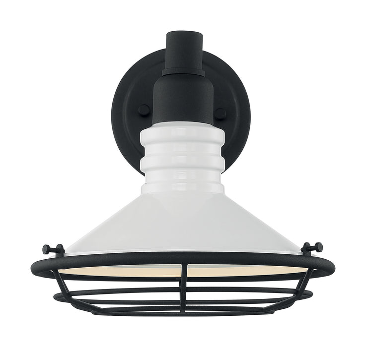 One Light Outdoor Wall Mount from the Blue Harbor collection in Gloss White / Textured Black finish