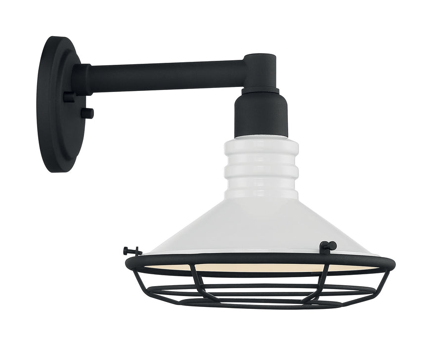 One Light Outdoor Wall Mount from the Blue Harbor collection in Gloss White / Textured Black finish