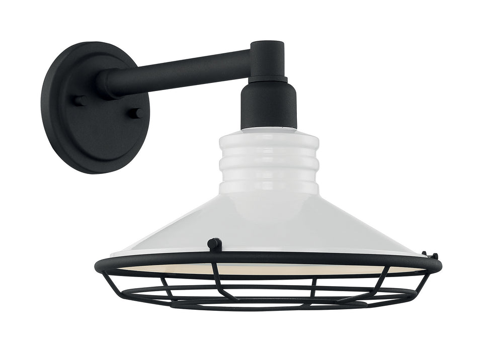 One Light Outdoor Wall Mount from the Blue Harbor collection in Gloss White / Textured Black finish