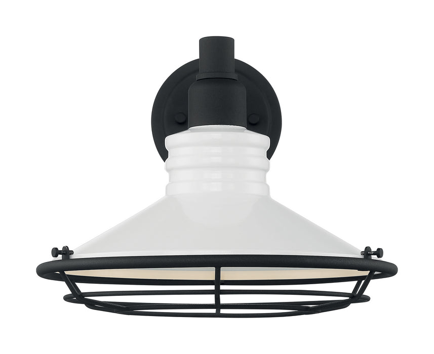 One Light Outdoor Wall Mount from the Blue Harbor collection in Gloss White / Textured Black finish