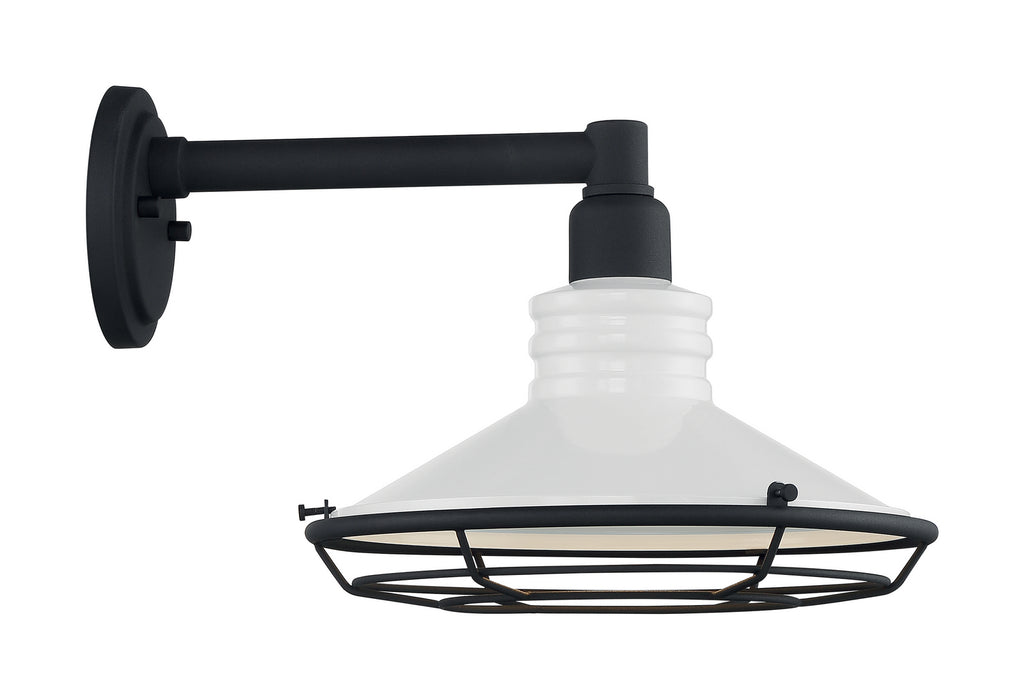 One Light Outdoor Wall Mount from the Blue Harbor collection in Gloss White / Textured Black finish