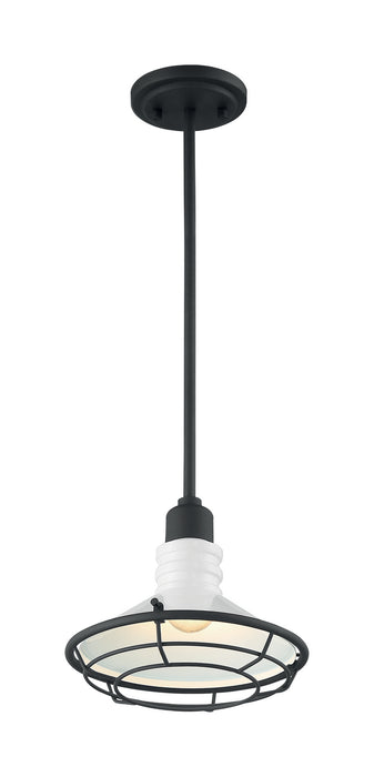 One Light Pendant from the Blue Harbor collection in Gloss White / Black Accents finish