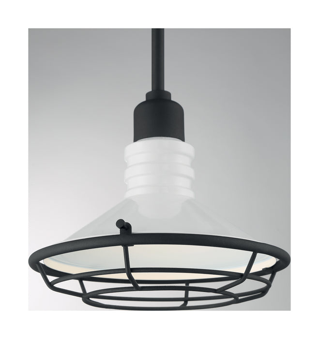 One Light Pendant from the Blue Harbor collection in Gloss White / Black Accents finish