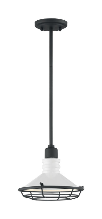 One Light Pendant from the Blue Harbor collection in Gloss White / Black Accents finish