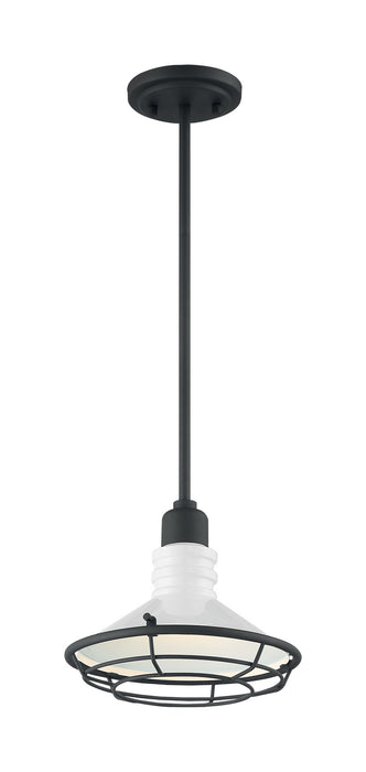 One Light Pendant from the Blue Harbor collection in Gloss White / Black Accents finish