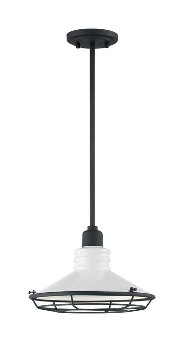 One Light Pendant from the Blue Harbor collection in Gloss White / Black Accents finish