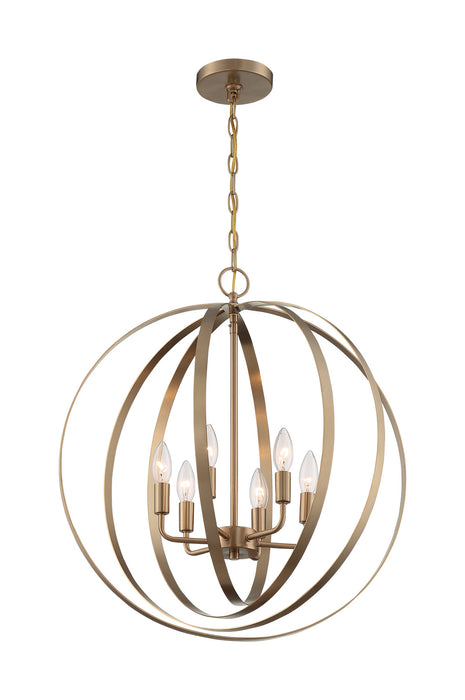 Six Light Pendant from the Pendleton collection in Burnished Brass finish