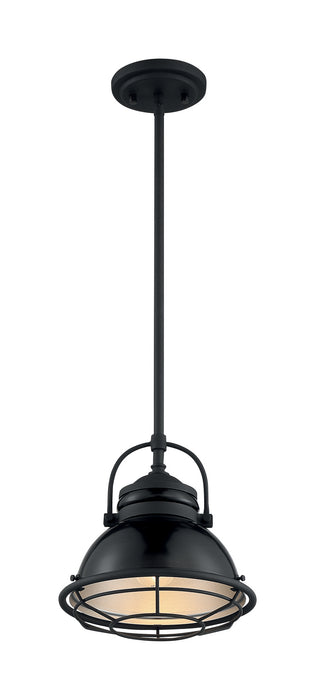 One Light Pendant from the Upton collection in Gloss Black / Silver finish