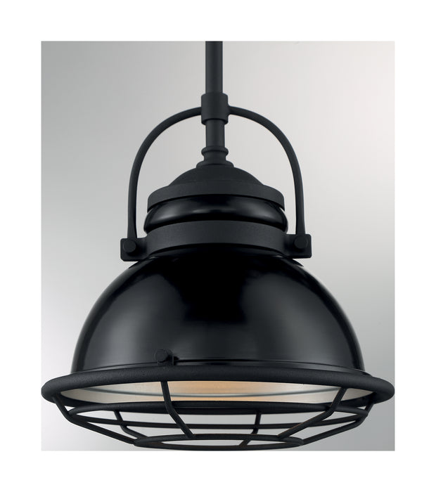 One Light Pendant from the Upton collection in Gloss Black / Silver finish