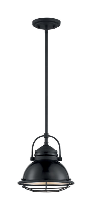 One Light Pendant from the Upton collection in Gloss Black / Silver finish