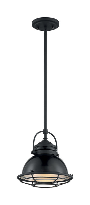 One Light Pendant from the Upton collection in Gloss Black / Silver finish