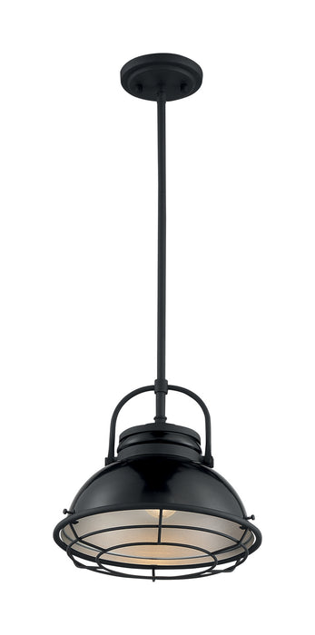 One Light Pendant from the Upton collection in Gloss Black / Silver finish