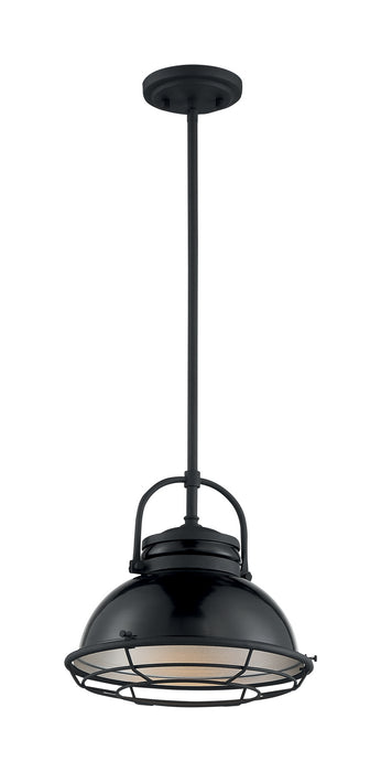 One Light Pendant from the Upton collection in Gloss Black / Silver finish