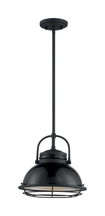 One Light Pendant from the Upton collection in Gloss Black / Silver finish