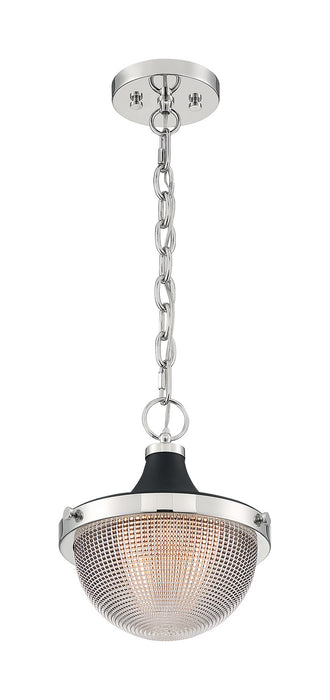 One Light Pendant from the Faro collection in Polished Nickel / Black Accents finish