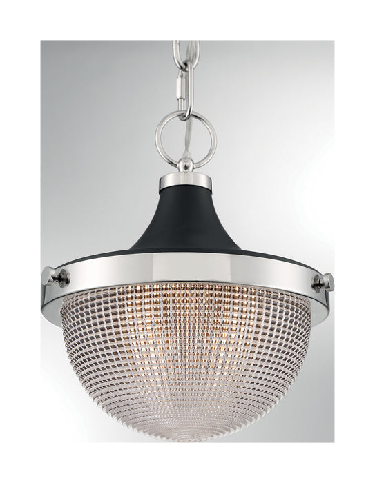 One Light Pendant from the Faro collection in Polished Nickel / Black Accents finish