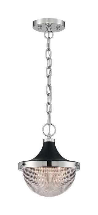 One Light Pendant from the Faro collection in Polished Nickel / Black Accents finish