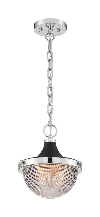 One Light Pendant from the Faro collection in Polished Nickel / Black Accents finish