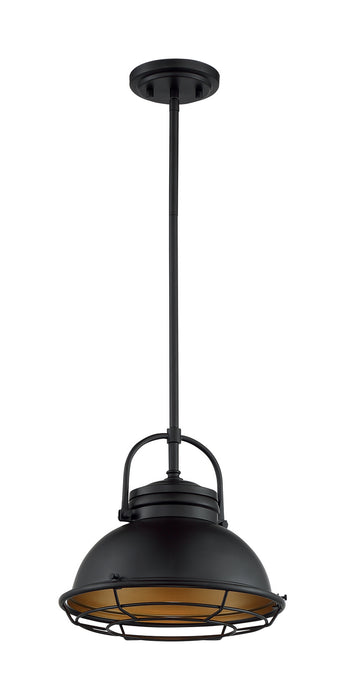 One Light Pendant from the Upton collection in Dark Bronze / Gold finish