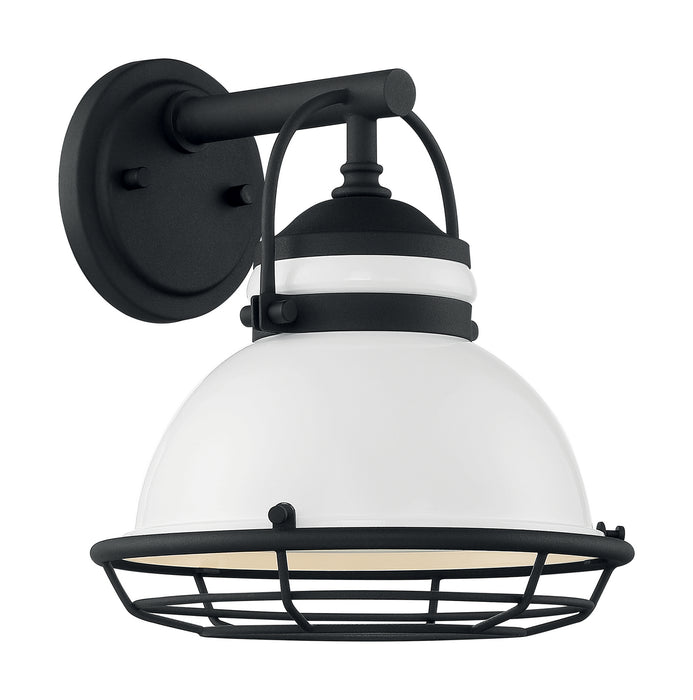 One Light Outdoor Wall Mount from the Upton collection in Gloss White / Textured Black finish