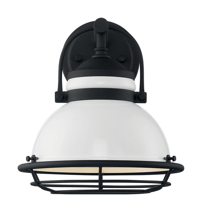 One Light Outdoor Wall Mount from the Upton collection in Gloss White / Textured Black finish