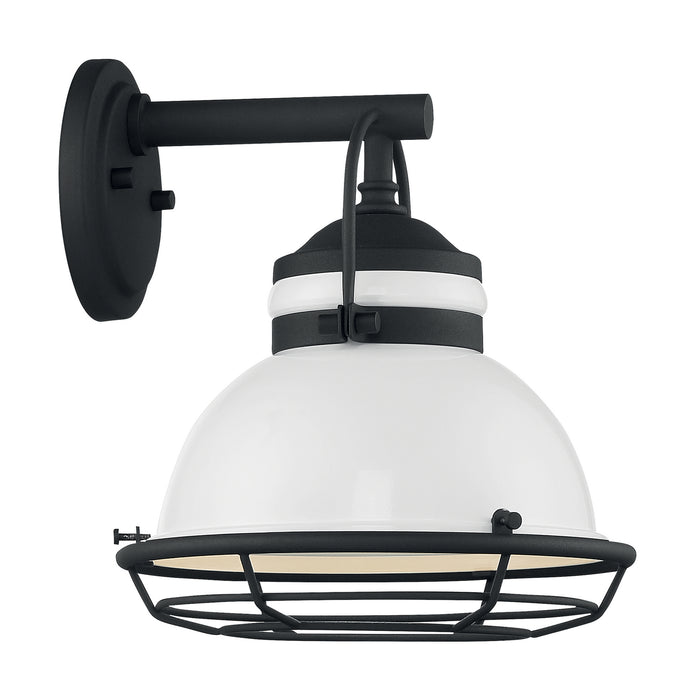 One Light Outdoor Wall Mount from the Upton collection in Gloss White / Textured Black finish