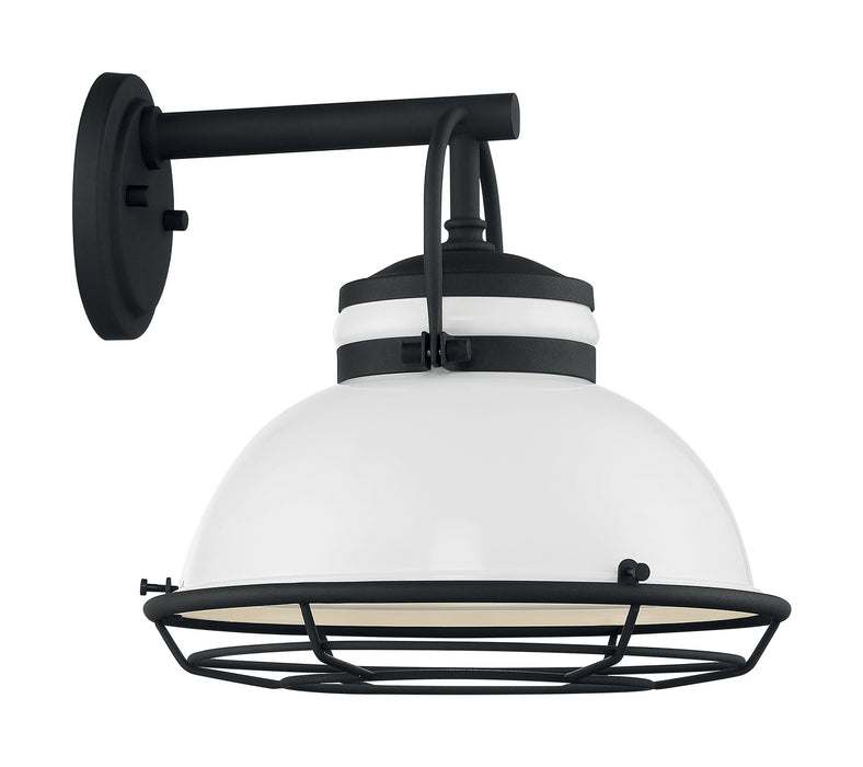 One Light Outdoor Wall Mount from the Upton collection in Gloss White / Textured Black finish