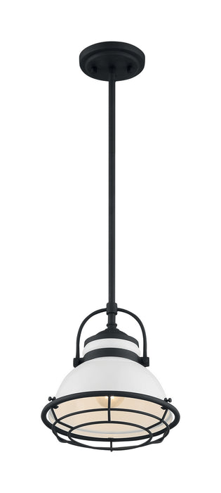 One Light Pendant from the Upton collection in Gloss White / Black Accents finish