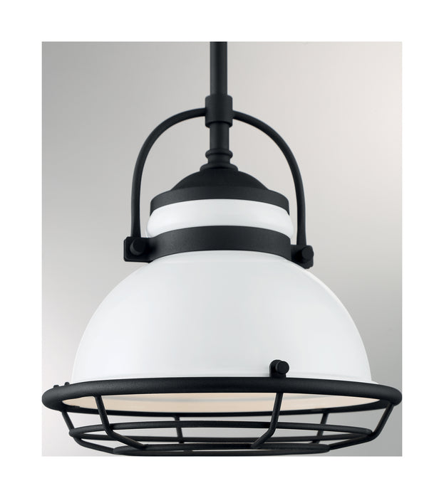 One Light Pendant from the Upton collection in Gloss White / Black Accents finish