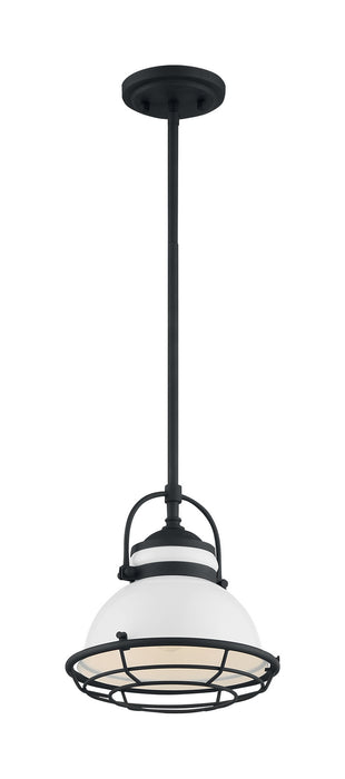 One Light Pendant from the Upton collection in Gloss White / Black Accents finish