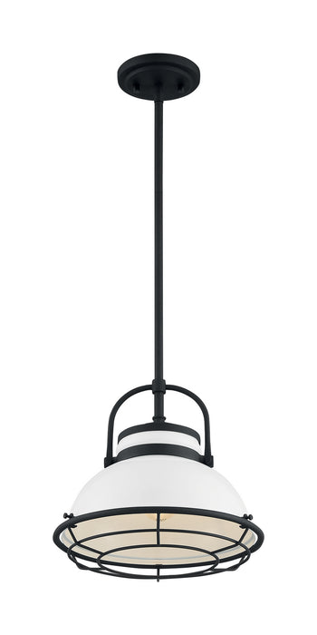 One Light Pendant from the Upton collection in Gloss White / Black Accents finish