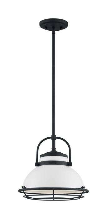 One Light Pendant from the Upton collection in Gloss White / Black Accents finish