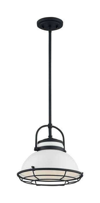 One Light Pendant from the Upton collection in Gloss White / Black Accents finish