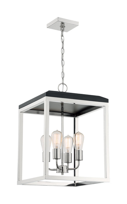 Four Light Pendant from the Cakewalk collection in Polished Nickel / Black Accents finish