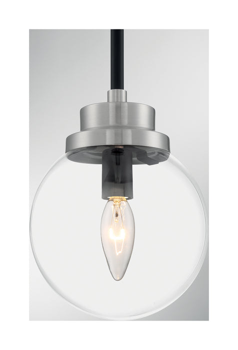 One Light Pendant from the Axis collection in Matte Black / Brushed Nickel Accents finish