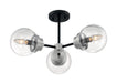 Nuvo Lighting - 60-7133 - Three Light Semi Flush Mount - Axis - Matte Black / Brushed Nickel