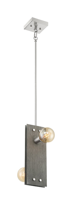 Two Light Pendant from the Stella collection in Driftwood / Brushed Nickel Accents finish