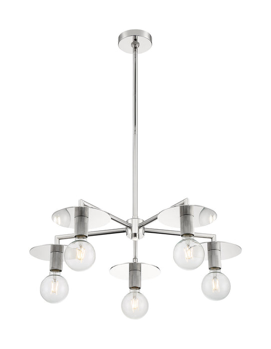 Five Light Chandelier from the Bizet collection in Polished Nickel finish