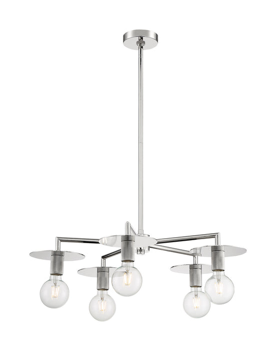 Five Light Chandelier from the Bizet collection in Polished Nickel finish