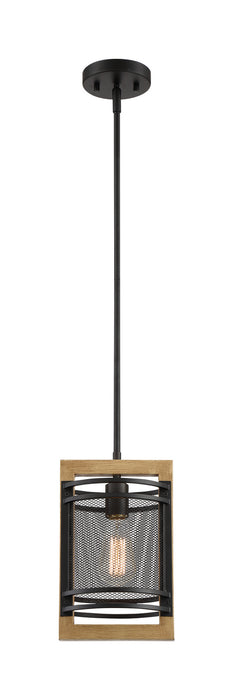 One Light Mini Pendant from the Atelier collection in Black / Honey Wood finish