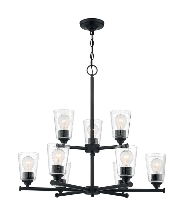 Nine Light Chandelier from the Bransel collection in Matte Black finish