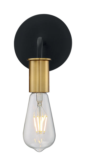 One Light Wall Sconce from the Ryder collection in Black / Brushed Brass finish