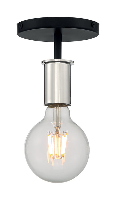 One Light Semi Flush Mount from the Ryder collection in Black / Polished Nickel finish