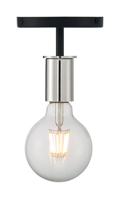 One Light Semi Flush Mount from the Ryder collection in Black / Polished Nickel finish