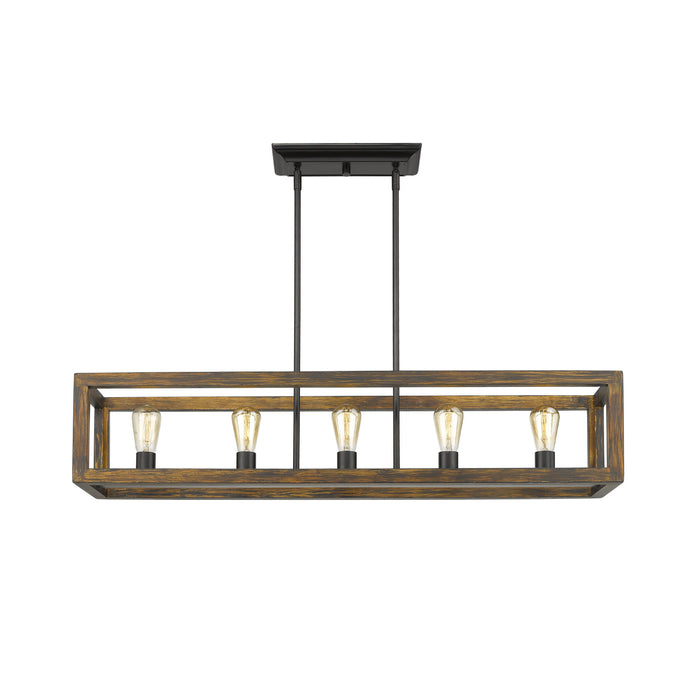 Five Light Linear Pendant from the Sutton collection in Matte Black finish
