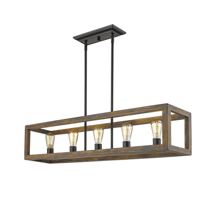 Five Light Linear Pendant from the Sutton collection in Matte Black finish
