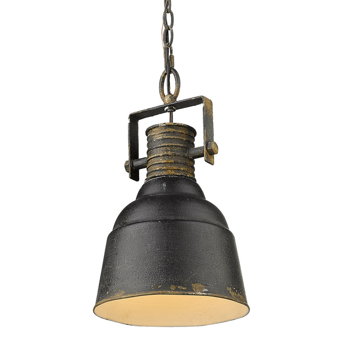 One Light Pendant from the Quarry collection in Antique Black Iron finish