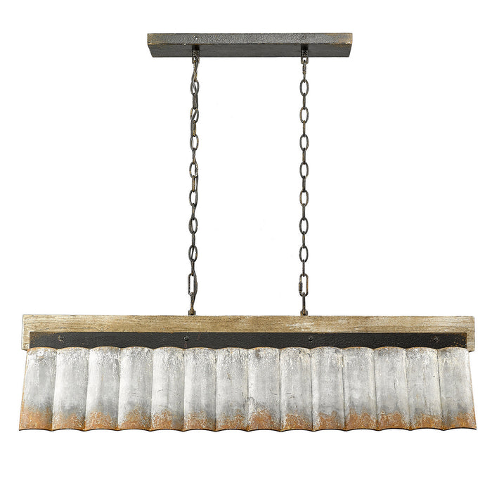 Five Light Linear Pendant from the Waylon collection in Antique Black Iron finish