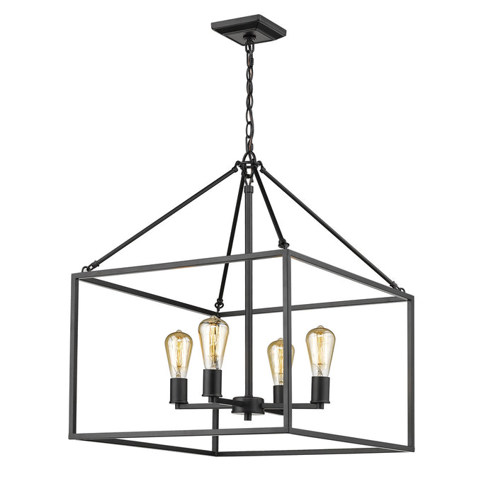 Four Light Chandelier from the Wesson collection in Matte Black finish