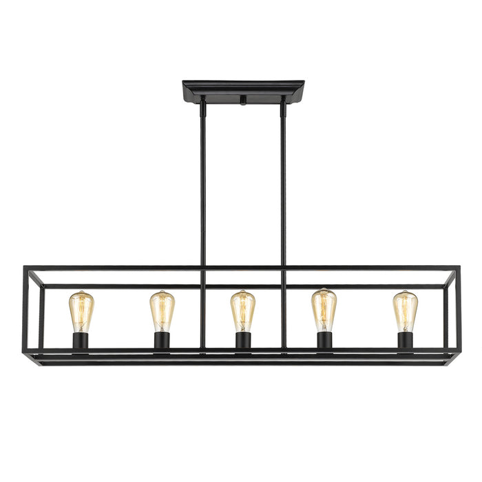 Five Light Linear Pendant from the Wesson collection in Matte Black finish